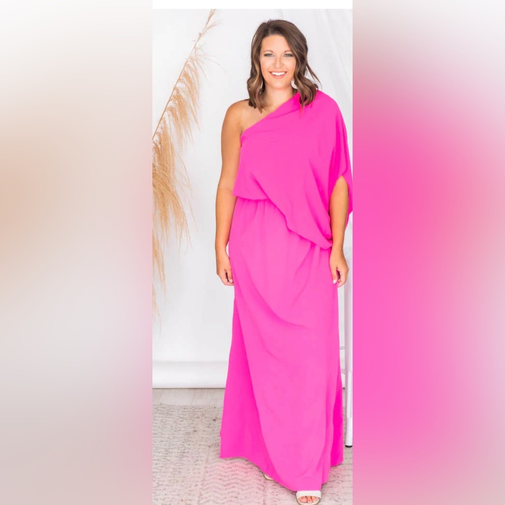 Pink Vici maxi one shoulder dress